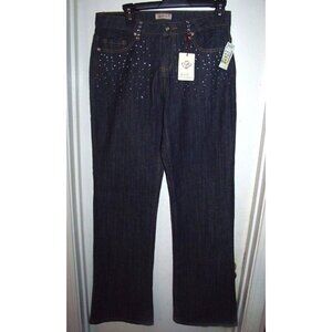 Fylo Women‎ Blue Sequin Embellished Straight Leg Jeans Size 4 NWT